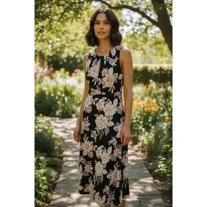 London Times Sleeveless Dress Floral Romantic Cocktail Casual Tropical Size 4P